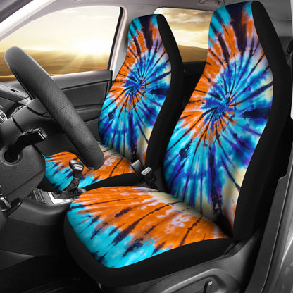 Blue & Orange Tie Dye Print Car Seat Covers