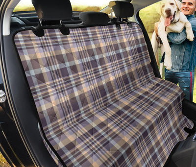Beige Plaid Car Back Seat Pet Cover