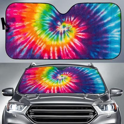 Colorful Tie Dye Print Spiral Car Sun Shades