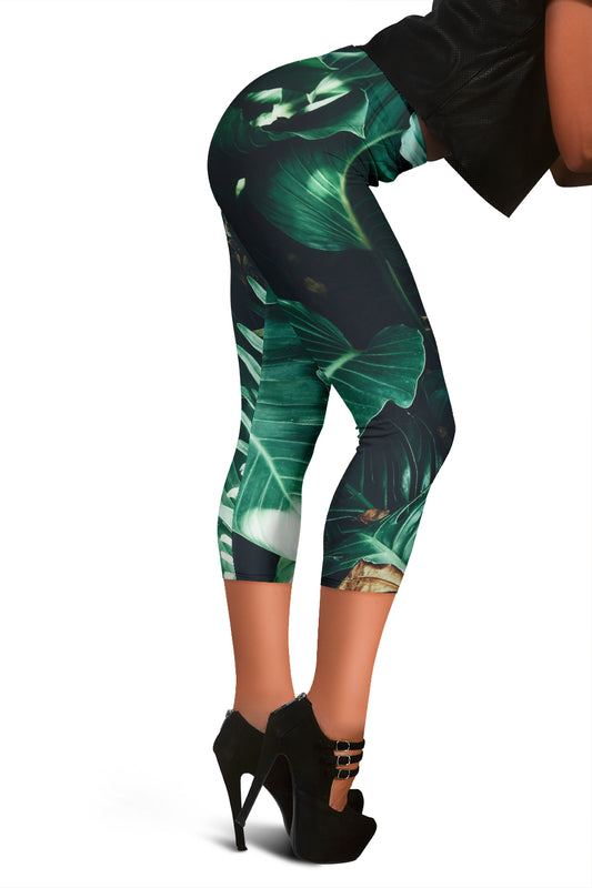 Green Leaves Capri Leggings