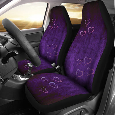 Light Purple Hearts Purple Grunge Car Seat Covers