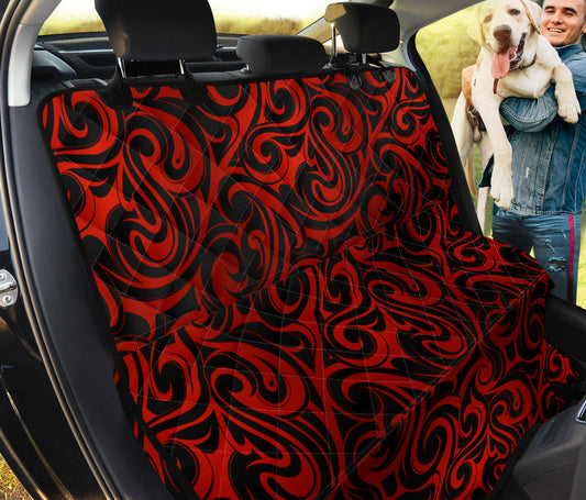 Red Tribal Swirls Car Back Seat Pet Cover