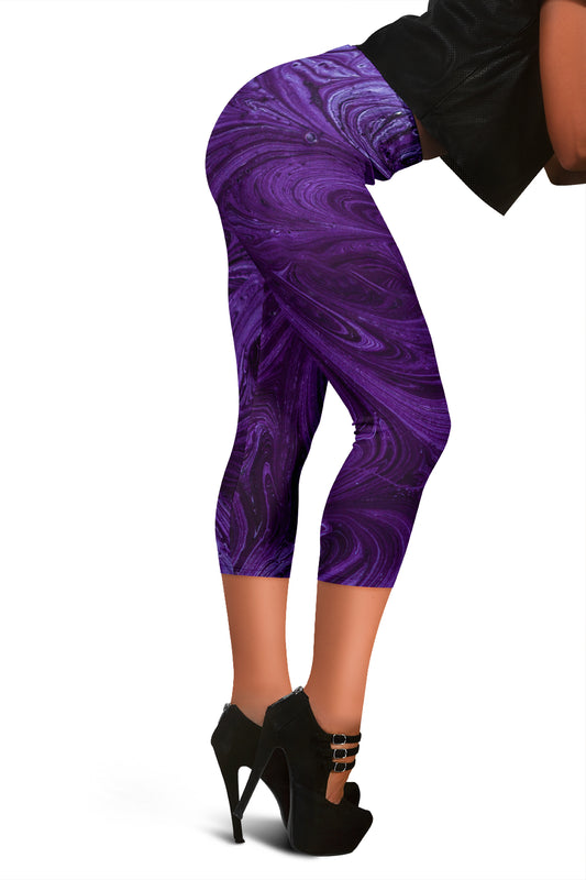 Purple Swirls Capri Leggings