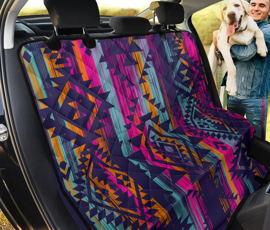 Colorful Boho Chic Bohemian Aztec Streaks Car Back Seat Pet Cover