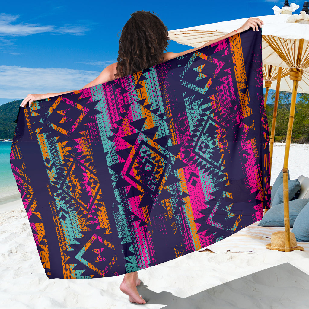Colorful Boho Aztec Streaks Sarong