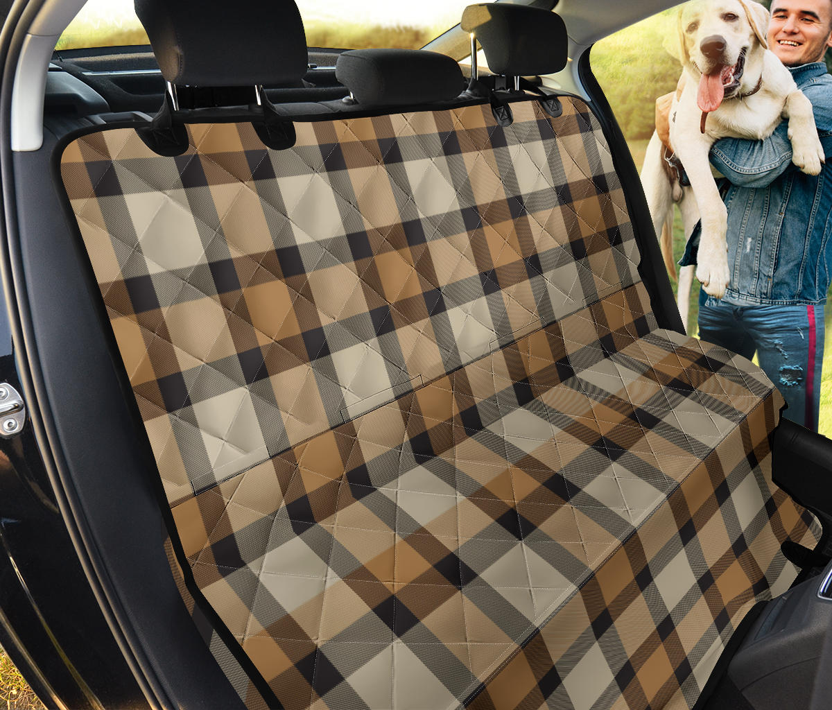 Brown Plaid Car Back Seat Pet Cover