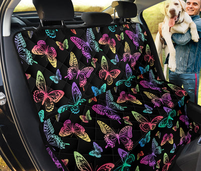 Colorful Neon Butterflies Car Back Seat Pet Cover