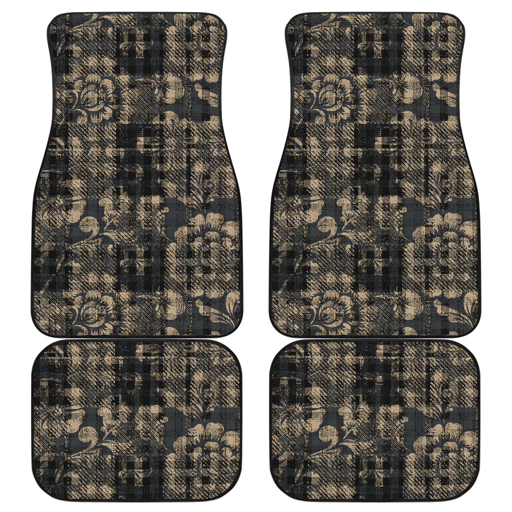Vintage Floral-Plaid Car Floor Mats