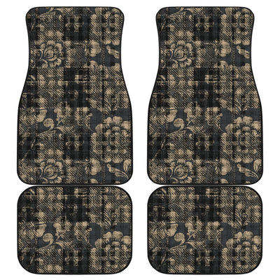 Vintage Floral-Plaid Car Floor Mats