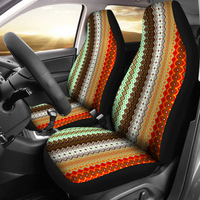 Brown Orange Ethnic Stripes Car Seat Covers