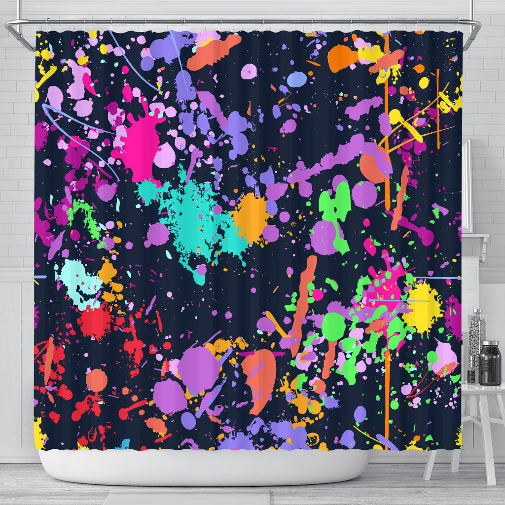 Colorful Paint Drip Abstract Art Shower Curtain