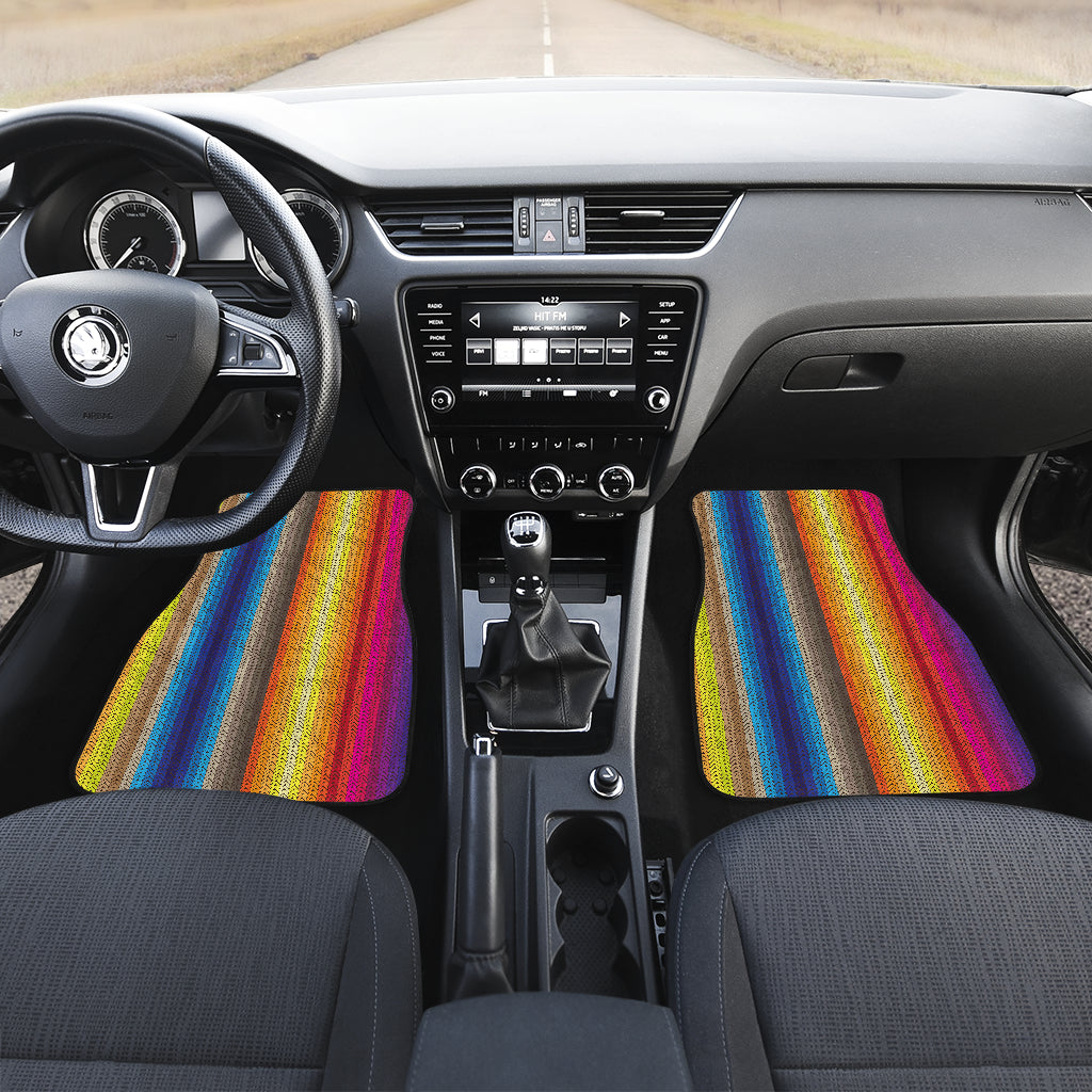 Rainbow Stripes Knit Print Car Floor Mats