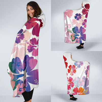 Colorful Aloha Flowers Hooded Blanket