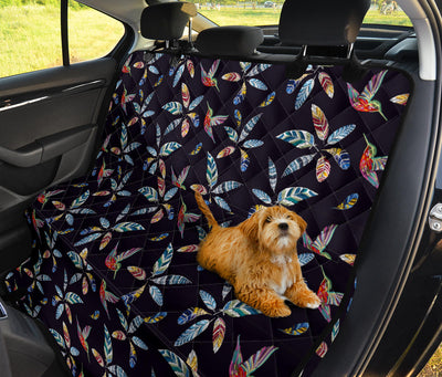 Colorful Hummingbirds & Feathers Car Back Seat Pet Cover