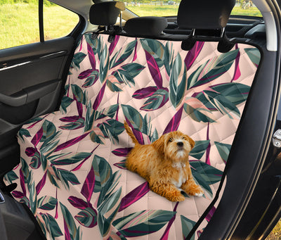 Beige Floral Leaves Car Back Seat Pet Cover