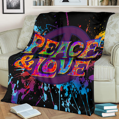 Colorful Paint Peace Sign & Love Blanket