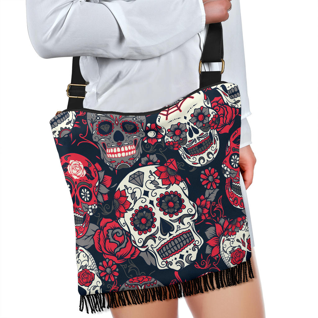 Sugar Skulls & Roses Crossbody Bag