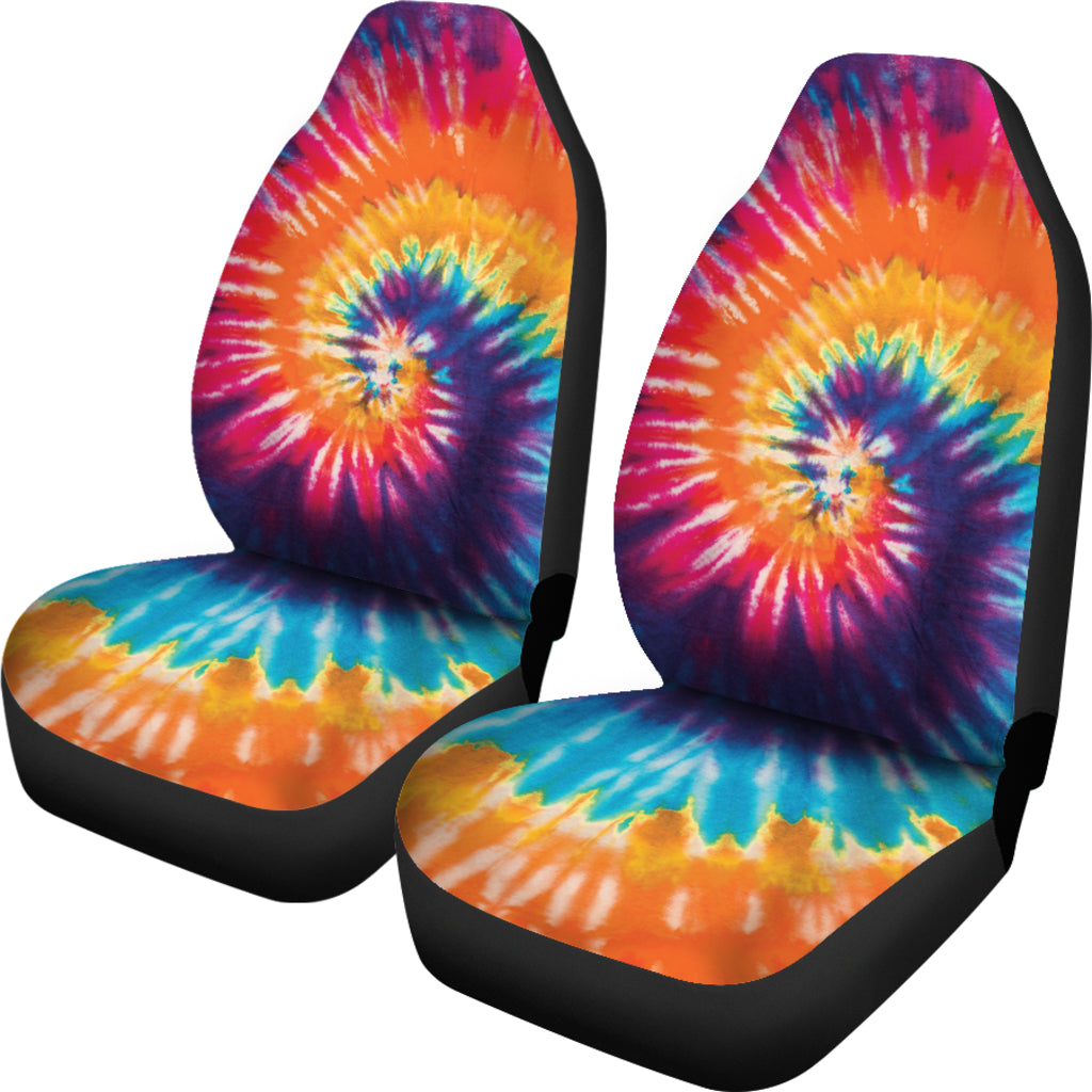 Custom Orange Tie Dye Print Car Seat Covers