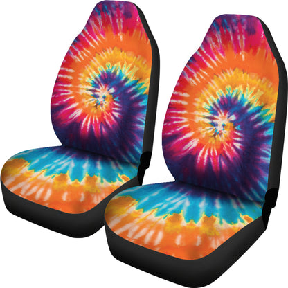 Custom Orange Tie Dye Print Car Seat Covers
