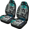 Grey Blue Abstract Car Seat Covers