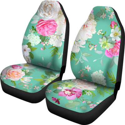 Light Green Flowers Car Seat Covers
