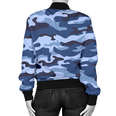 Womens Blue Camouflage Bomber Jacket