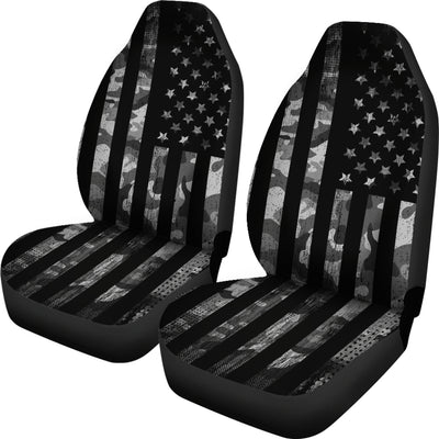 Grey Camouflage USA Flag Car Seat Covers