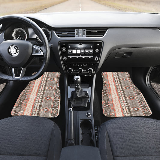 Beige Ethnic Stripes Car Floor Mats