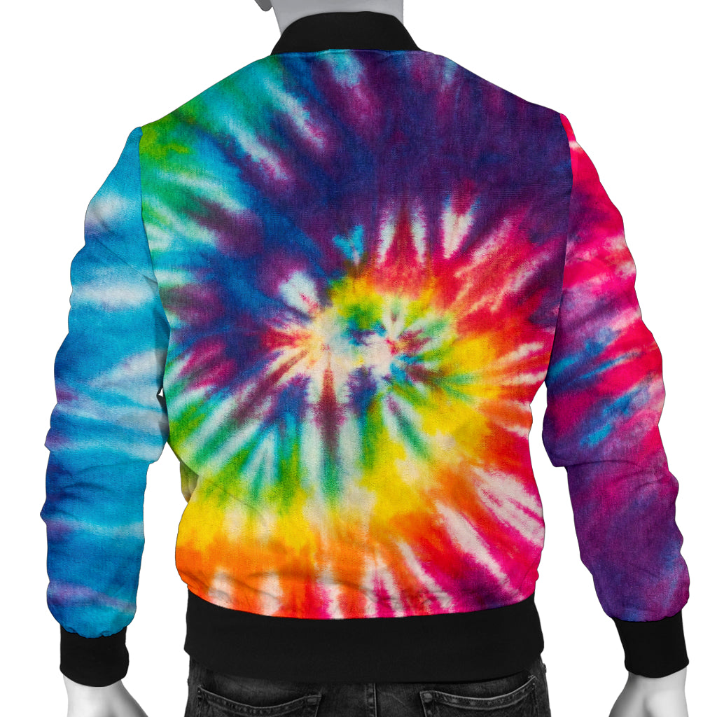 Mens Colorful Tie Dye Spiral Bomber Jacket