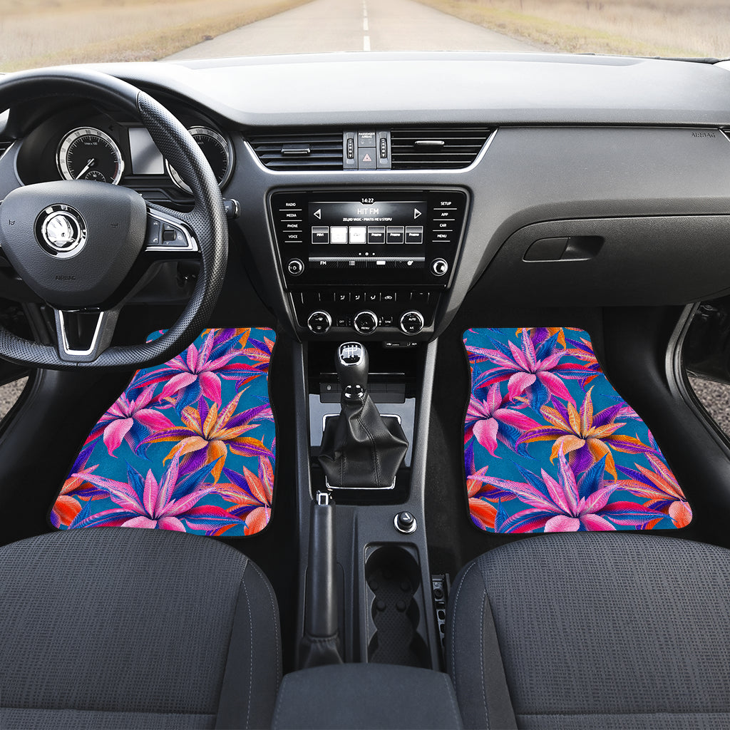 Blue Pink Floral Car Floor Mats