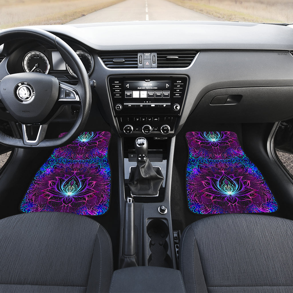 Blue Pink Lotus Car Floor Mats