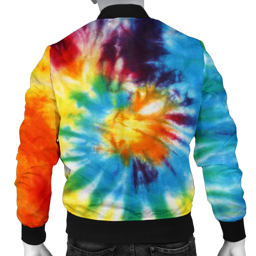 Mens Colorful Tie Dye Abstract Art Bomber Jacket