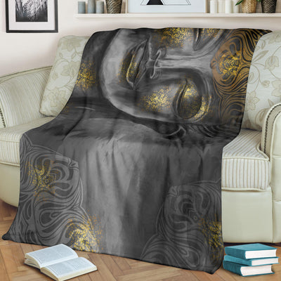 Gold Buddha Face Decor Blanket