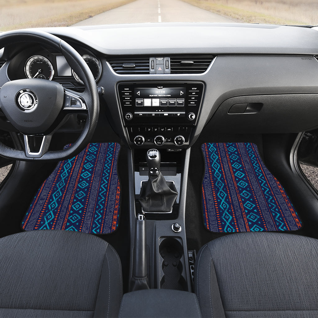 Blue Ethnic Stripes Car Floor Mats