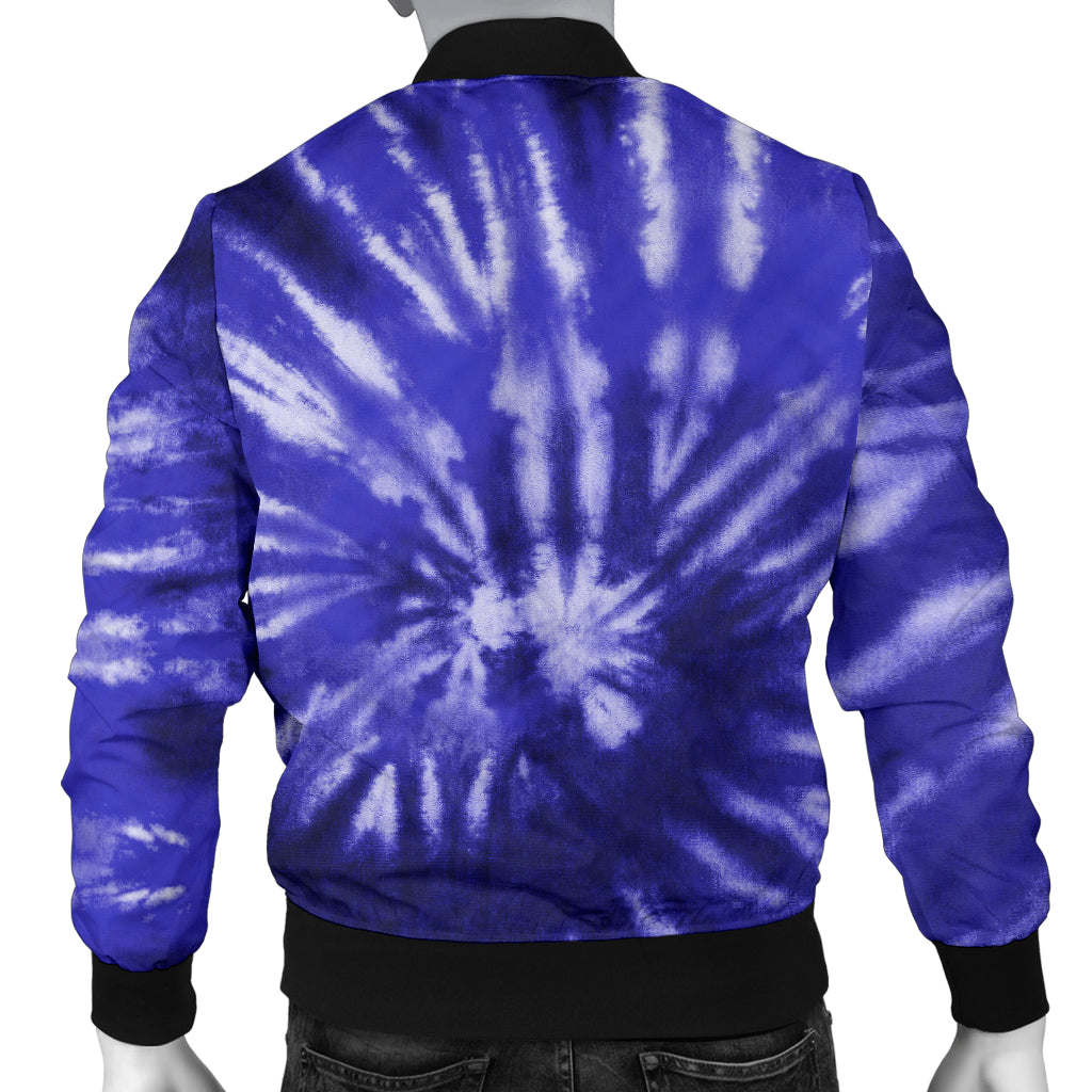 Mens Royal Blue Tie Dye Bomber Jacket