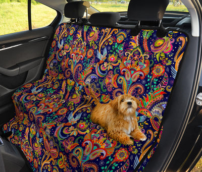 Colorful Floral Decor Car Back Seat Pet Cover