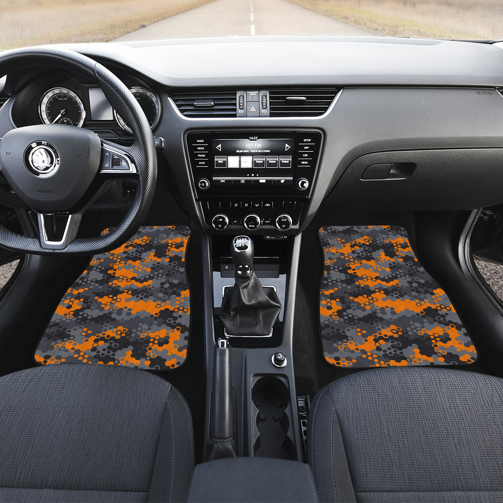 Orange Abstract Camouflage Car Floor Mats