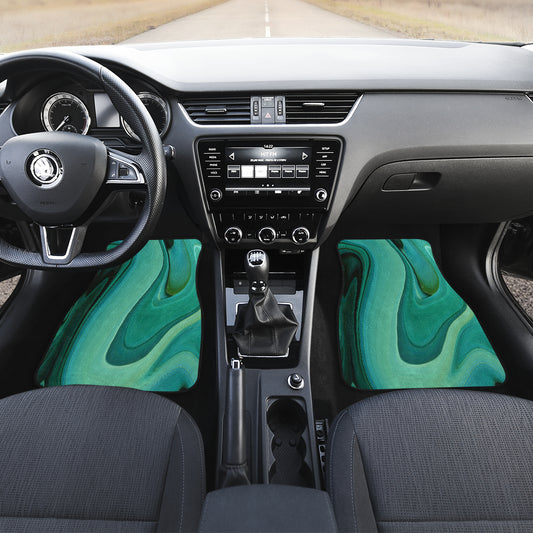 Green Marble Print Car Floor Mats