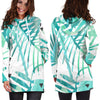 Teal Leaves Womens Hoodie Dress