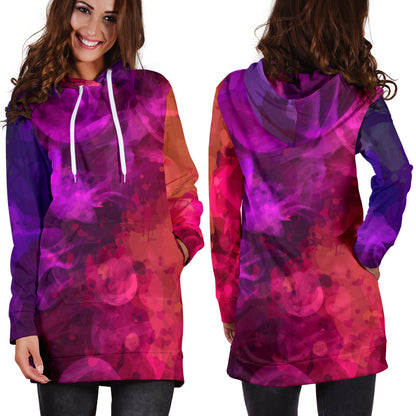 Red & Purple Smoke Womens Hoodie Dress