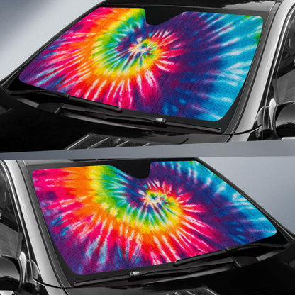 Colorful Tie Dye Print Spiral Car Sun Shades