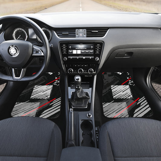 Black Red Abstract Car Floor Mats