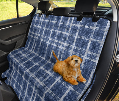 Denim Blue Plaid Car Back Seat Pet Cover