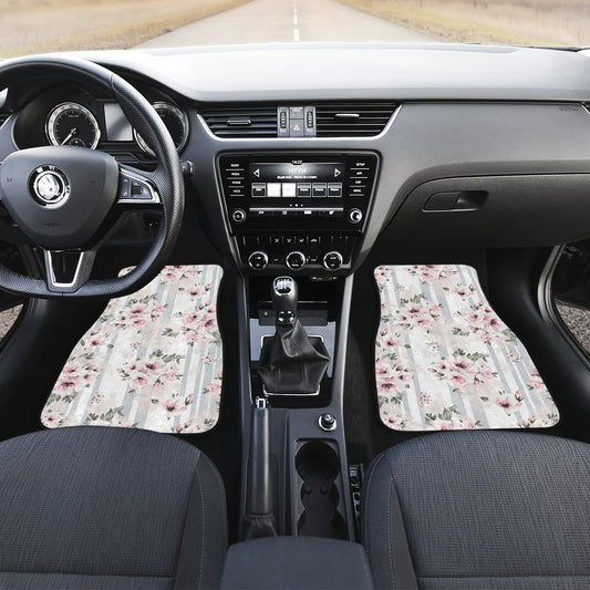 Pink Flower Stripes Car Floor Mats