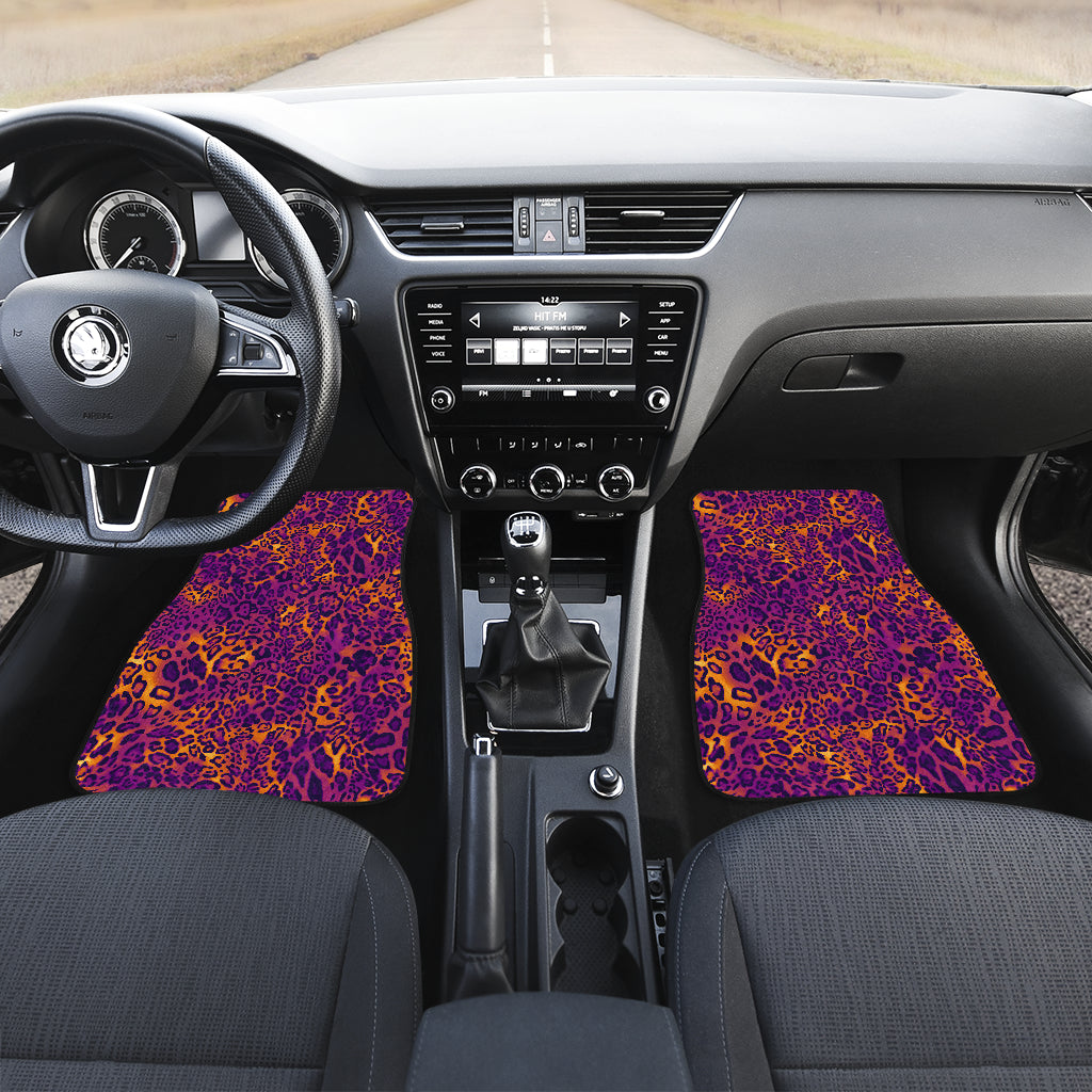 Purple Orange Leopard Print Car Floor Mats