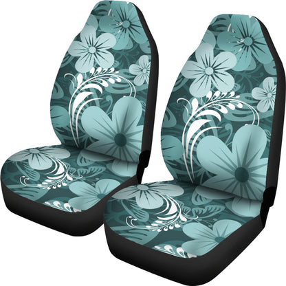 Light Green Teal Aloha Flowers Car Seat Covers