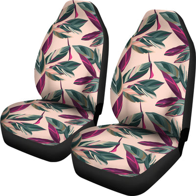 Beige Floral Leaves Car Seat Covers