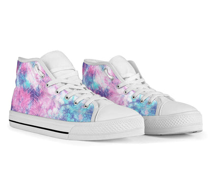 Pink Cotton Candy Tie Dye Print High Top Shoes