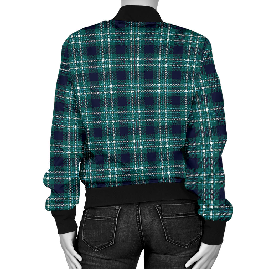 Womens Green Plaid Bomber Jacket