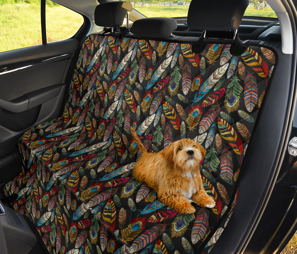 Colorful Feathers Car Back Seat Pet Cover
